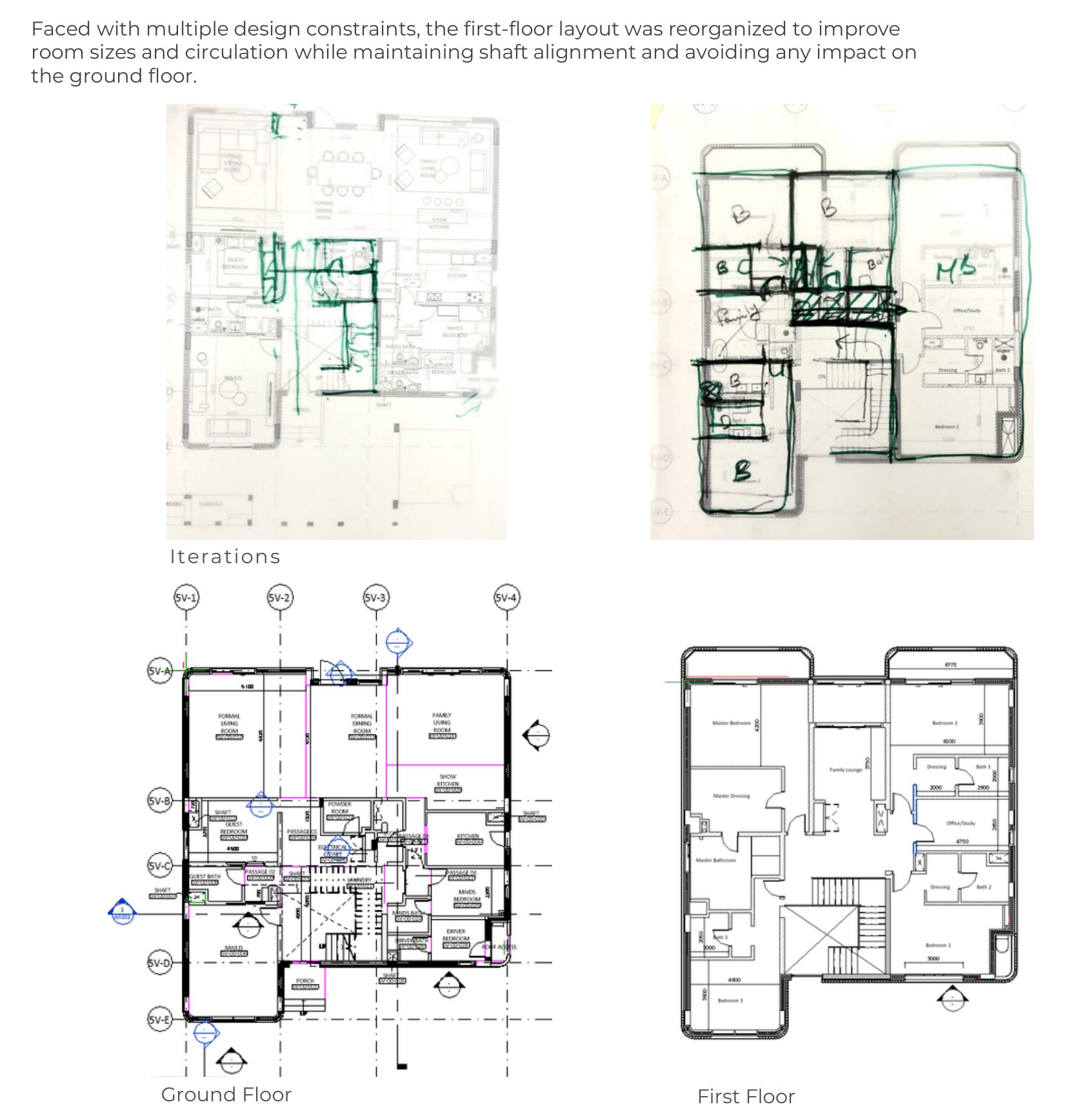 Hand iterations and ground / first floor plans